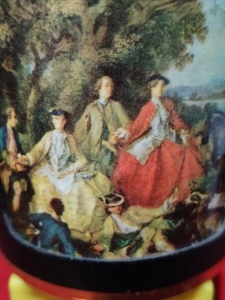 Cutie vintage franceza de pudra, anii 1940-1950, stil Rococo