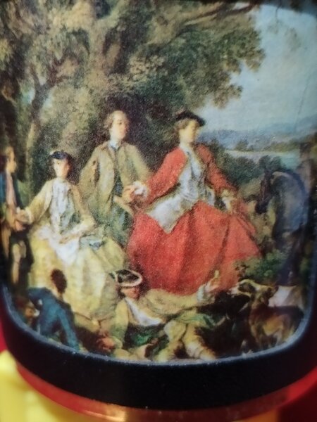 Cutie vintage franceza de pudra, anii 1940-1950, stil Rococo